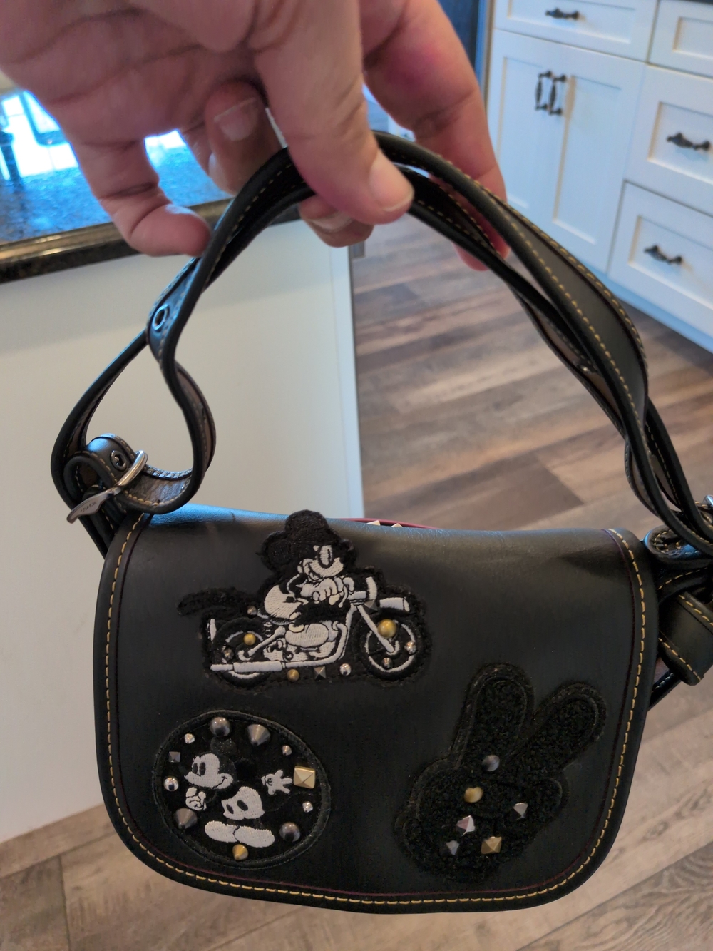 Coach Disney Motorcycle MiniPatch Black Crossbody Bag